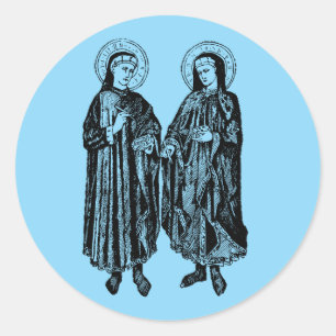 Saints Cosmas and Damian by Bicci di Lorenzo Classic Round Sticker