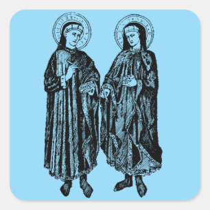 Saints Cosmas and Damian by Bicci di Lorenzo Square Sticker