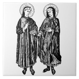 Saints Cosmas and Damian by Bicci di Lorenzo Tile