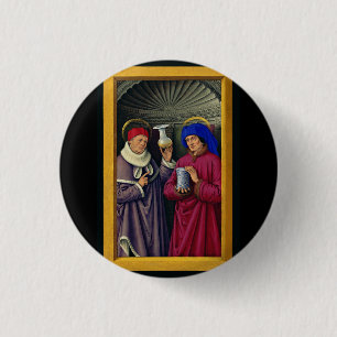 Saints Cosmas and Damian by Jean Bourdichon 3 Cm Round Badge