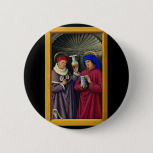 Saints Cosmas and Damian by Jean Bourdichon 6 Cm Round Badge