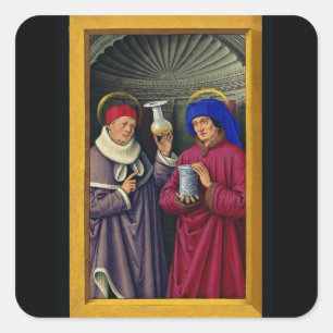 Saints Cosmas and Damian by Jean Bourdichon Square Sticker