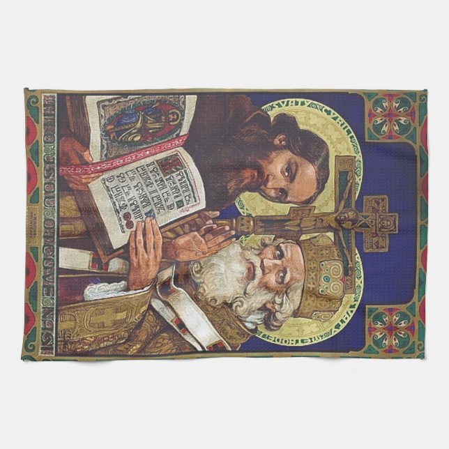 Saints Cyril and Methodius Patrons of Europe Tea Towel (Horizontal)