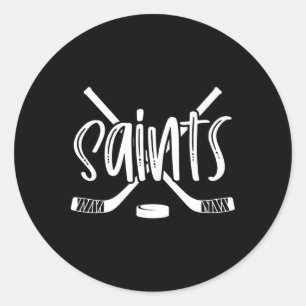 Saints Hockey Team Mascot School Spirit Game Night Classic Round Sticker