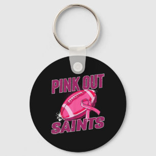 Saints Pink Out Football Tackle Breast Cancer Key Ring
