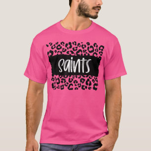 Saints Team Mascot School Spirit Game Night Leopar T-Shirt