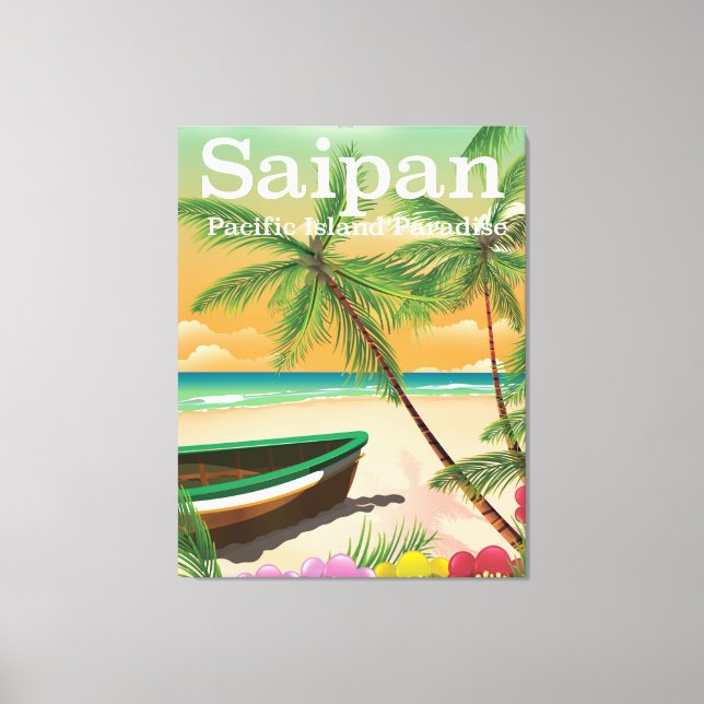 Saipan vintage style travel poster canvas print (Front)