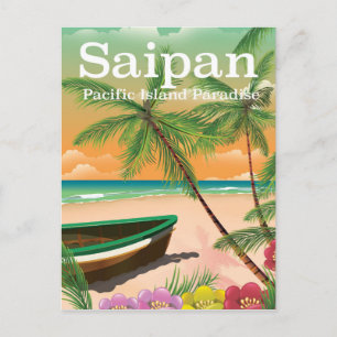 Saipan vintage style travel poster postcard