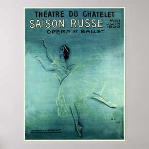 SAISON RUSSE OPERA BALLET French Vintage Theatre Poster