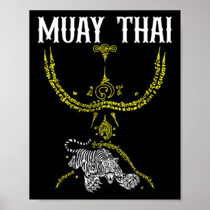 Sak Yant Muay Thai Kickboxing Tiger Tattoo Asian C Poster