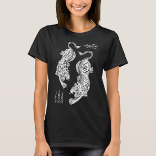 Sak Yant Muay Thai Kickboxing Tigers Tattoo Asian T-Shirt