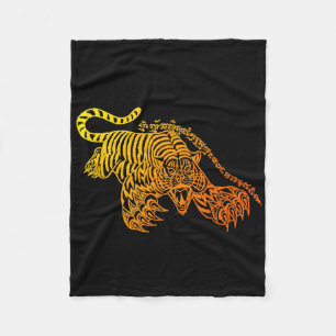Sak Yant Muay Thai Tattoo Brave Tiger Kickboxing T Fleece Blanket