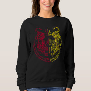 Sak Yant Thai Tattoo Twin Tiger Muay Magical Thail Sweatshirt