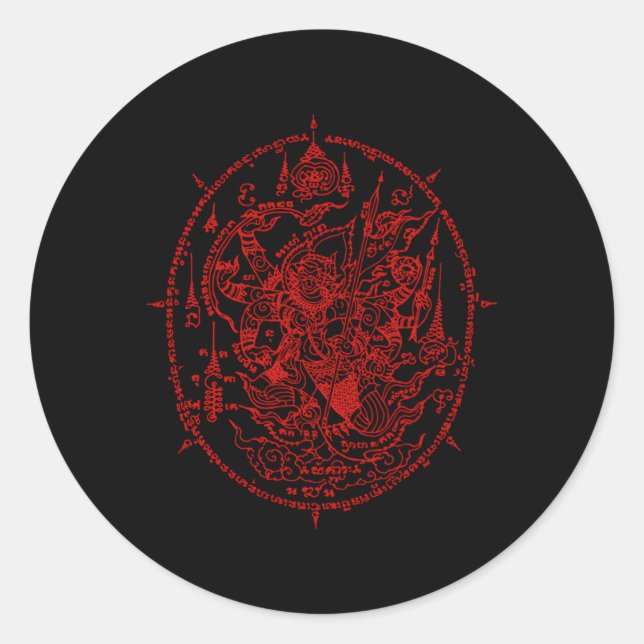 Sak Yant Thailand Tattoo Magical Thai Tattoos Thai Classic Round Sticker (Front)