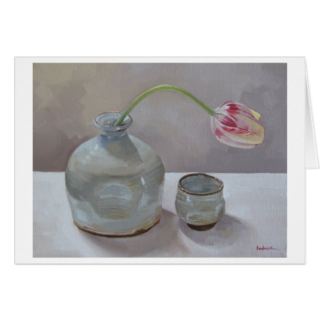 Sake Jug with Tulip Art Card (Front Horizontal)