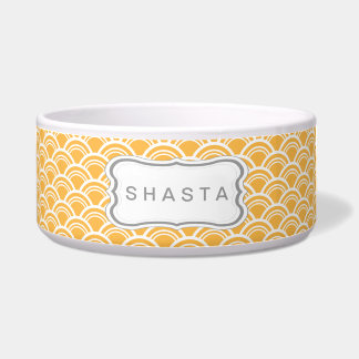 Sakia Wave Pattern Dog Bowl - honey