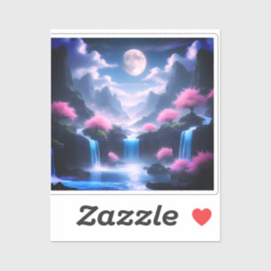 Sakora tree-Moonlit Waterfall with Cherr-pink