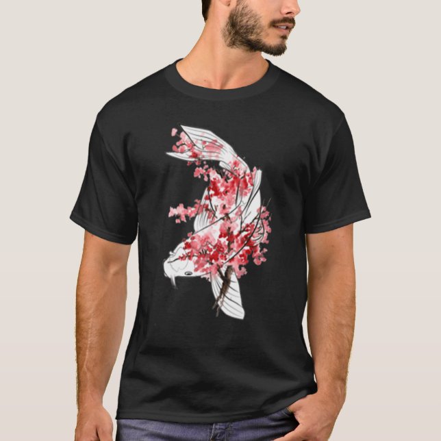 Sakuara Koi Carp Nishikigoi Fish Japanese Art T-Shirt (Front)