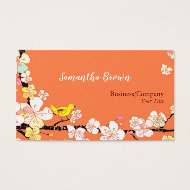 Sakura Bird Cosmetologist Business Cards (Front)