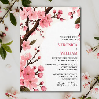 Sakura Blossom A Pastel Garden Party Wedding Invitation