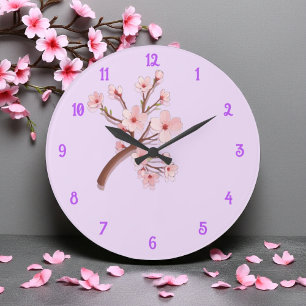 Sakura Blossom Branch Heart Round Clock