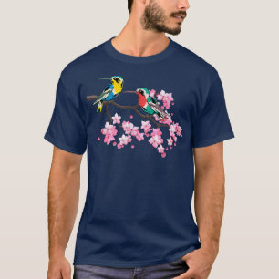 Sakura Blossom Nature Pretty Flower Bird Animal Hu T-Shirt