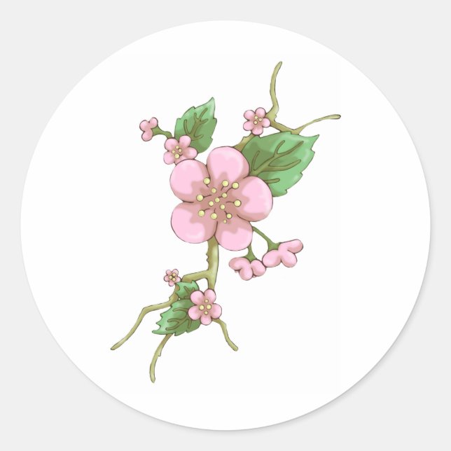 Sakura Blossoms Classic Round Sticker (Front)