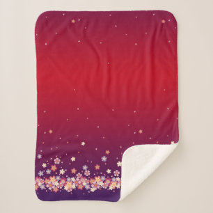 Sakura Blossoms - Ethereal Red and Purple Sherpa Blanket