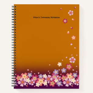 Sakura Blossoms Gold Custom Student Hiragana Notebook