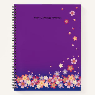 Sakura Blossoms Purple Custom Student Katakana Notebook