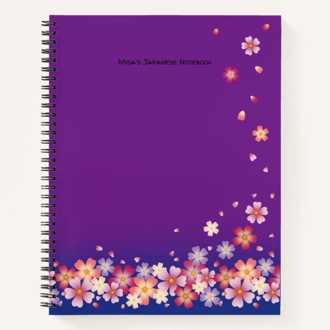 Sakura Blossoms Purple Custom Student Katakana Notebook (Front)