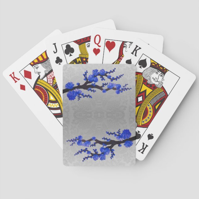 Sakura Blossoms Satin Damask Playing Cards (Back)