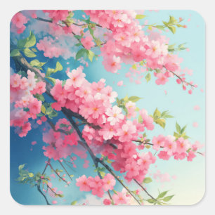Sakura Blush of Spring Square Sticker