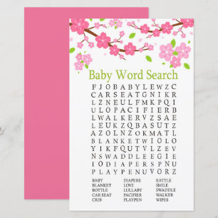 Sakura branch Baby Shower Word Search Game