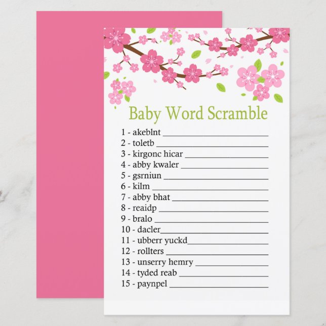Sakura branch Baby word scramble game (Front/Back)