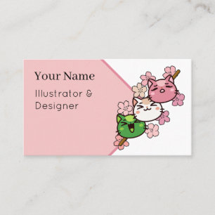 Sakura Cat Dango - Kawaii Japan Spring Business Card