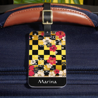 Sakura Chequered Pattern Luggage Tag
