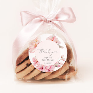 Sakura cherry blossom baby shower classic round sticker