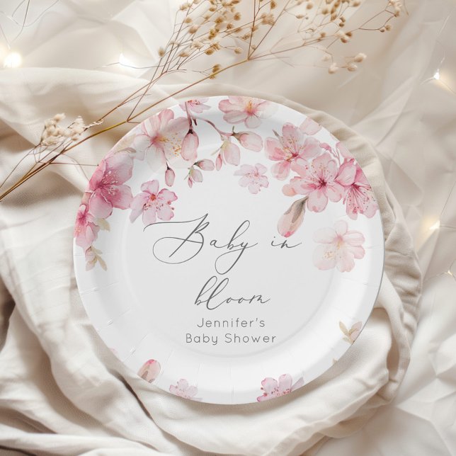 Sakura cherry blossom baby shower paper plate (Creator Uploaded)