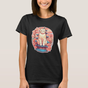 Sakura Cherry Blossom Cat Vintage 80s 90s Japanese T-Shirt