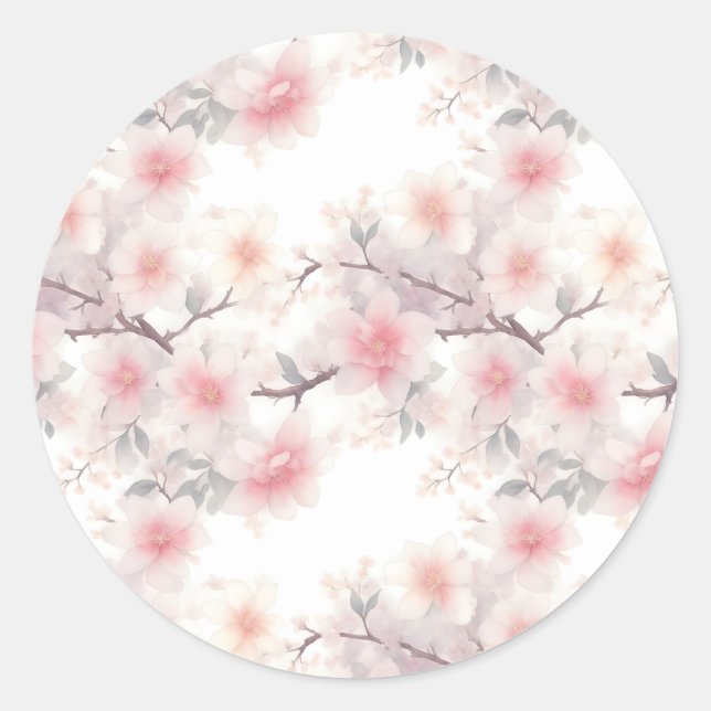Sakura, Cherry Blossom Classic Round Sticker (Front)