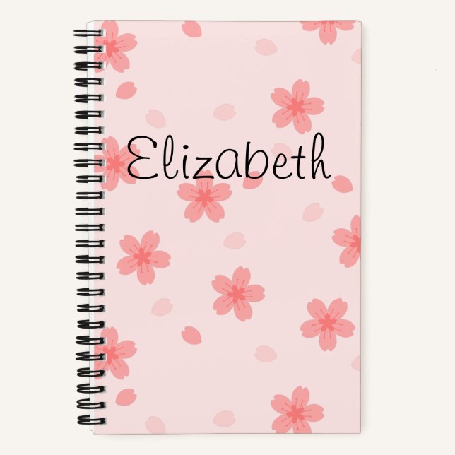 Sakura Cherry Blossom Floral Pattern Notebook (Front)