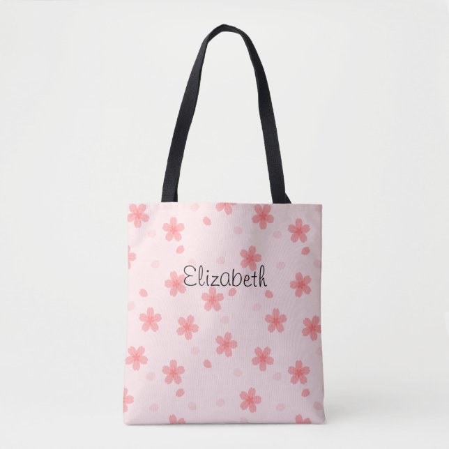 Sakura Cherry Blossom Floral Pattern Tote Bag (Front)