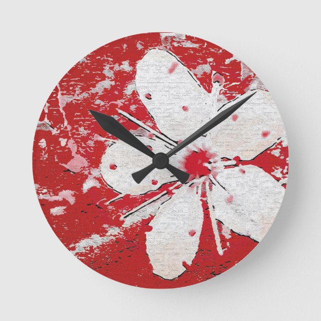 Sakura cherry blossom floral print round clock (Front)