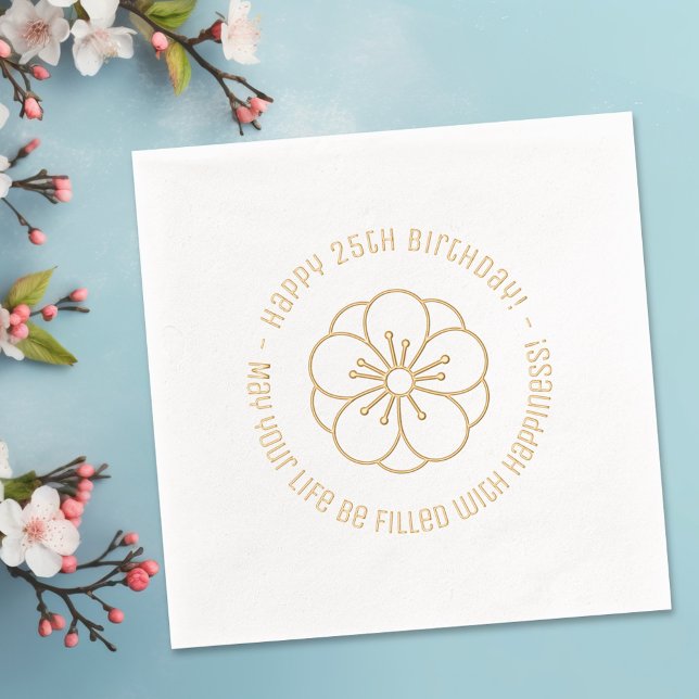 Sakura Cherry Blossom Flower Birthday Foil Napkins (Creator Uploaded)