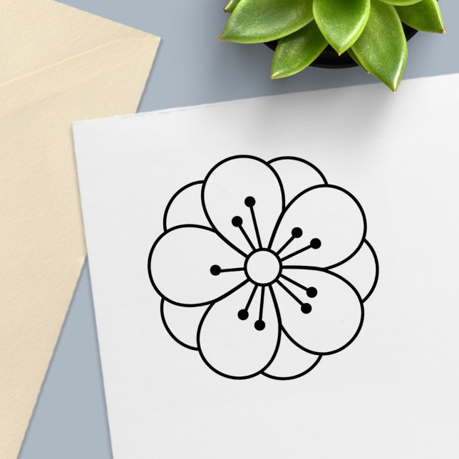 Sakura Cherry Blossom Flower Colour Me Self-inking Stamp (Creator Uploaded)