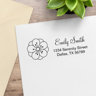 Sakura Cherry Blossom Flower Return Address Rubber Stamp
