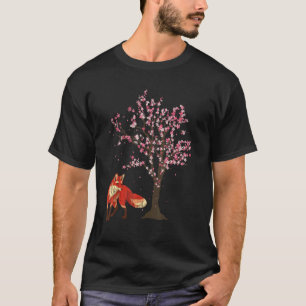 Sakura Cherry Blossom Fox Nature Forest Animal Fo T-Shirt