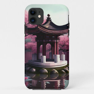 Sakura Cherry Blossom Garden Shrine Pond Japanese Case-Mate iPhone Case