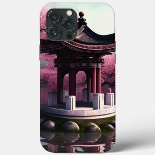 Sakura Cherry Blossom Garden Shrine Pond Japanese iPhone 13 Pro Max Case